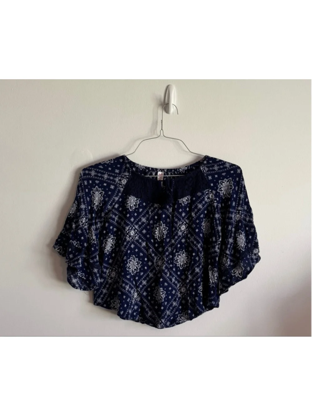 Girls Justice Blue & White Floral Blouse Size 12